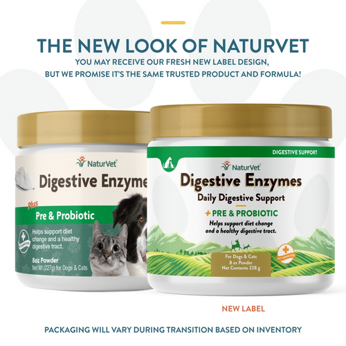 NaturVet Digestive Enzymes Powder with Prebiotics and Probiotics for Dogs and Cats