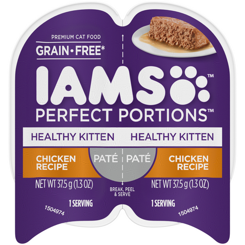 Iams Perfect Portions Healthy Kitten Chicken Pate Wet Cat Food Tray