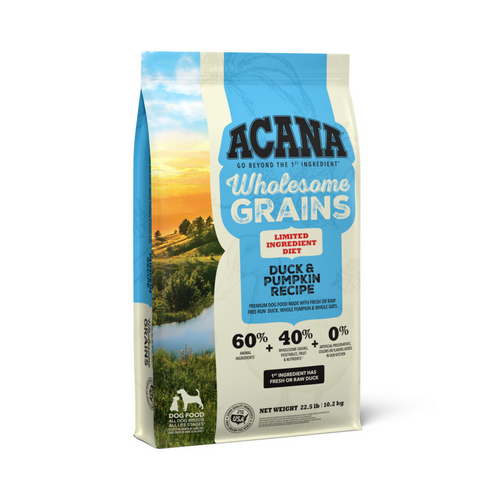 Acana Wholesome Grains, Duck & Pumpkin Recipe, Limited Ingredient Diet Dry Dog Food