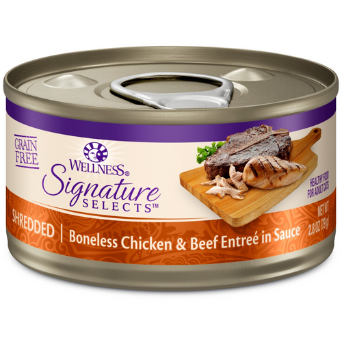 Wellness CORE Signature Selects Grain Free Canned Cat Food, Shredded Chicken & Beef Entree in Sauce