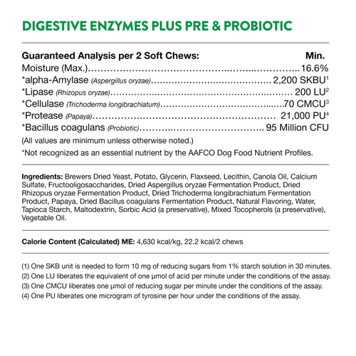 NaturVet Digestive Enzymes plus Probiotic Functional Soft Chews for Dogs
