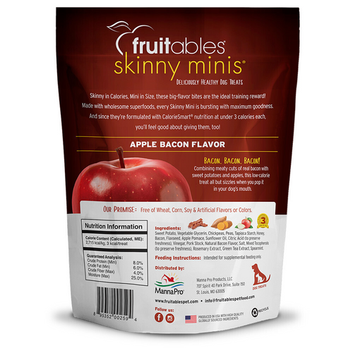 Fruitables Chewy Skinny Minis Apple Bacon Dog Treats