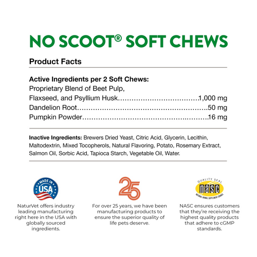 NaturVet No Scoot plus Pumpkin Functional Soft Chews for Dogs