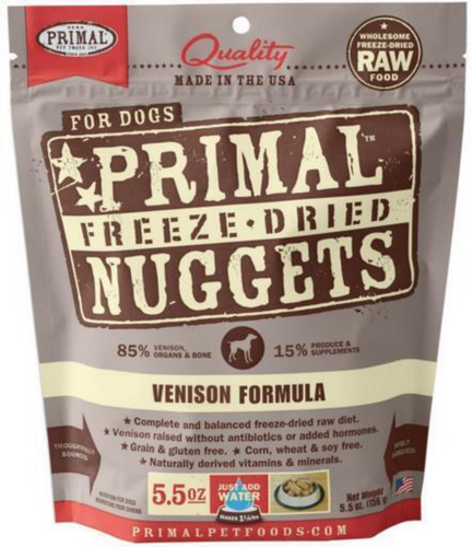 Primal Freeze Dried Nuggets Grain free Venison Formula Complete Diet for Dogs