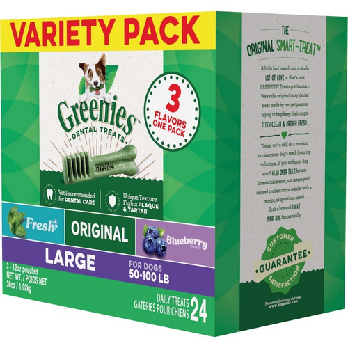 Greenies Large Dental Chews Flavored with Spearmint and Blueberry Dog Treat