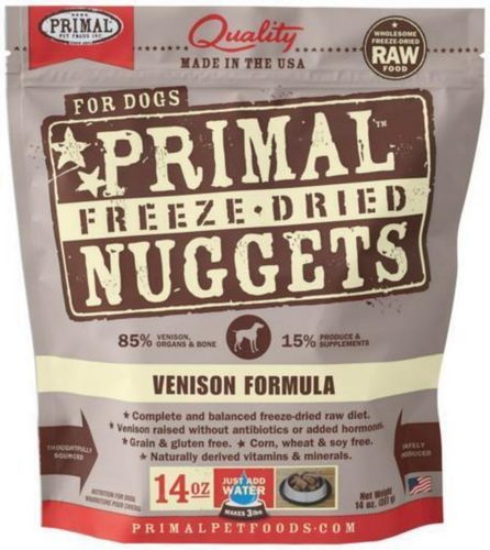 Primal Freeze Dried Nuggets Grain free Venison Formula Complete Diet for Dogs