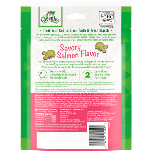 Feline Greenies Adult Natural Dental Care Savory Salmon Flavor Cat Treats