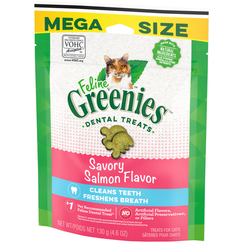Feline Greenies Adult Natural Dental Care Savory Salmon Flavor Cat Treats