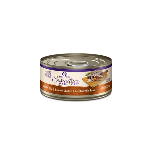 Wellness CORE Signature Selects Grain Free Canned Cat Food, Shredded Chicken & Beef Entree in Sauce