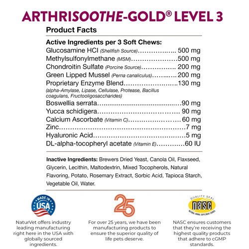 NaturVet ArthriSoothe Gold Soft Chews for Dogs and Cats