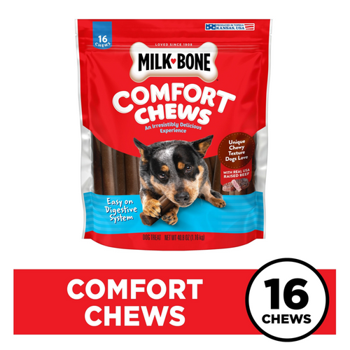 Milk-Bone Comfort Chews, Dog Treats with Unique Chewy Texture and Real Beef
