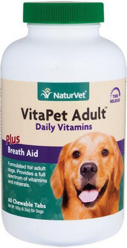 NaturVet VitaPet Adult Daily Vitamin Plus Breath Aid Chewable Tablets for Dogs