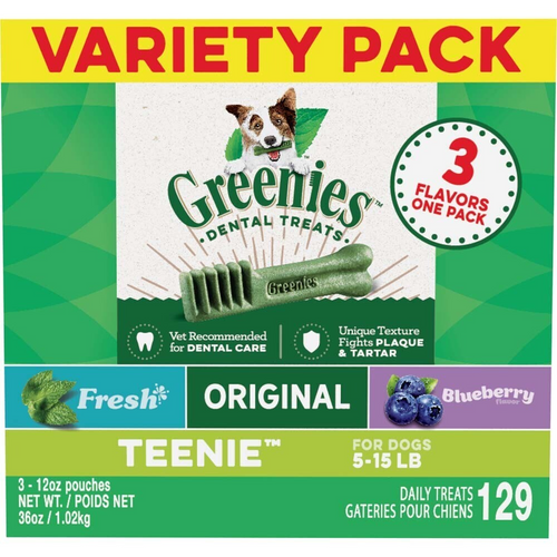 Greenies Teenie Dental Chews Flavored with Spearmint and Blueberry Dog Treats