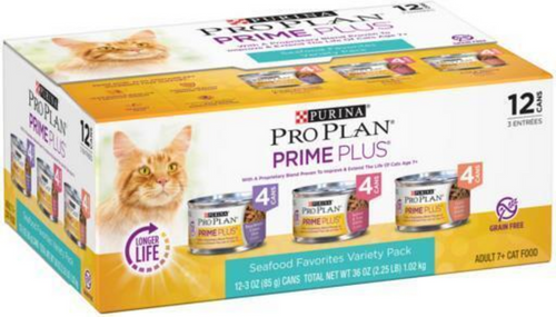 ProPlan Grain Free Prime + Seafood Favorites Variety Pack Senior 7+ Wet Cat Food