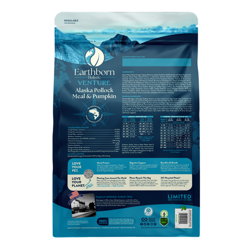 Earthborn Holistic Venture Grain Free Alaska Pollock Meal and Pumpkin Dry Dog Food
