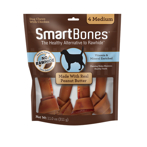 Smartbones Medium Peanut Butter Chew Bones Dog Treats