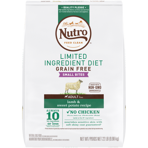 Nutro Limited Ingredient Diet Grain Free Small Bites Adult Lamb and Sweet Potato Dry Dog Food