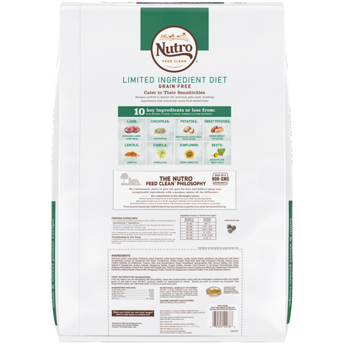 Nutro Limited Ingredient Diet Grain Free Small Bites Adult Lamb and Sweet Potato Dry Dog Food