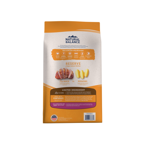 Natural Balance Limited Ingredient Reserve Grain Free Dry Dog Food for Small Breeds, Duck & Potato Recipe