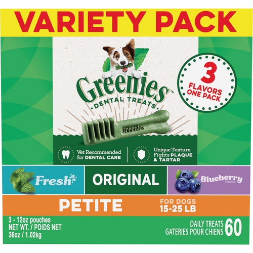 Greenies Petite Dental Chews Flavored with Spearmint and Blueberry Dog Treats