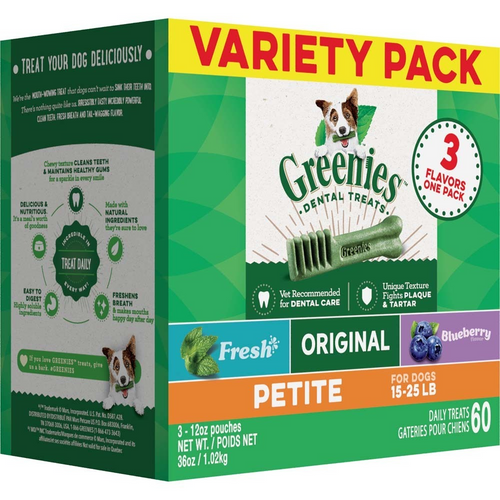 Greenies Petite Dental Chews Flavored with Spearmint and Blueberry Dog Treats