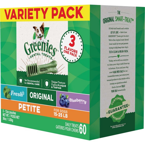 Greenies Petite Dental Chews Flavored with Spearmint and Blueberry Dog Treats