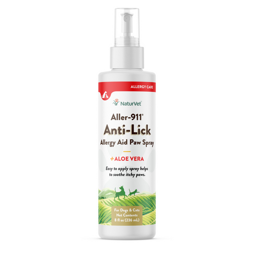 NaturVet Aller-911 Anti-Lick + Plus Aloe Vera Allergy Aid Spray for Dogs and Cats
