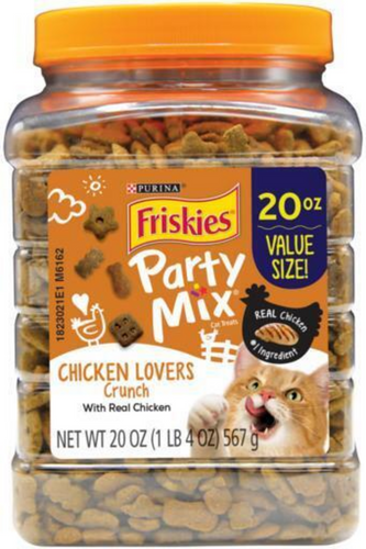 Friskies Party Mix Chicken Lovers Crunch Cat Treats Canister