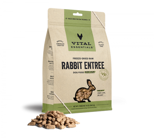 Vital Essentials Grain Free Rabbit Mini Nibs Entree Freeze Dried Dog Food