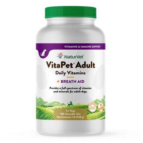 NaturVet VitaPet Adult Daily Vitamin Plus Breath Aid Chewable Tablets for Dogs