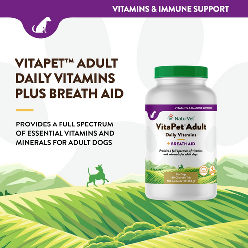 NaturVet VitaPet Adult Daily Vitamin Plus Breath Aid Chewable Tablets for Dogs