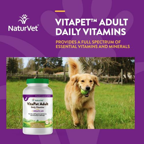 NaturVet VitaPet Adult Daily Vitamin Plus Breath Aid Chewable Tablets for Dogs