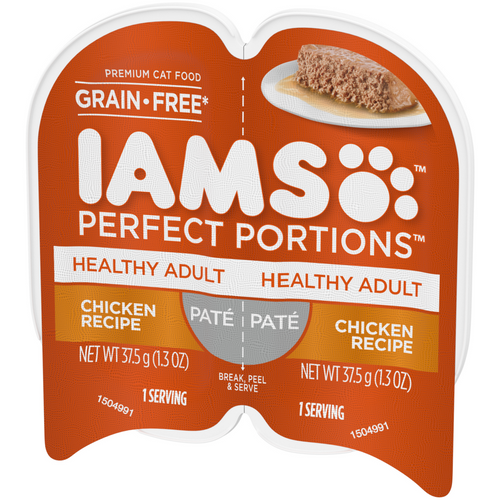 Iams Perfect Portions Healthy Adult Chicken Pate Wet Cat Food Tray