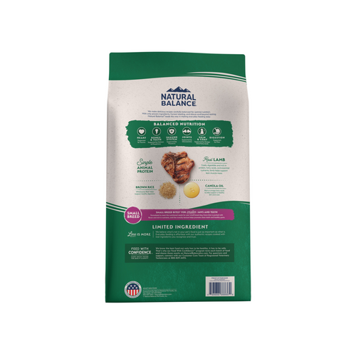 Natural Balance Limited Ingredient Dry Dog Food, Lamb & Brown Rice Small Breed Bites Recipe