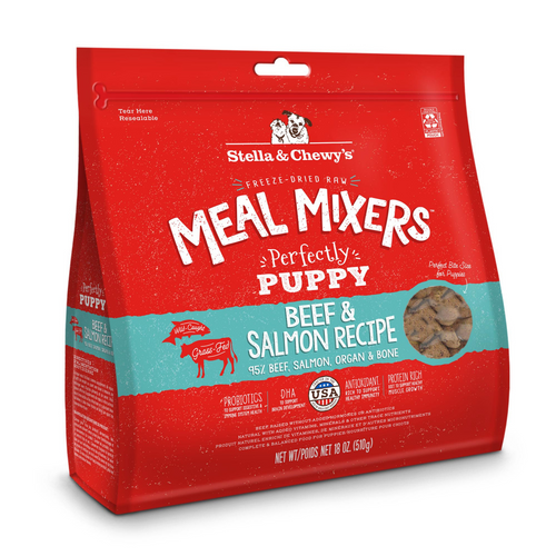 Stella & Chewys Freeze Dried Grain Free Raw Meal Mixers Crafted for Puppies Protein Rich Perfectly Puppy Beef & Salmon Recipe