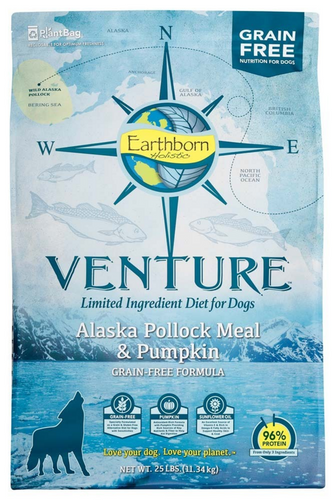Earthborn Holistic Venture Grain Free Alaska Pollock Meal and Pumpkin Dry Dog Food