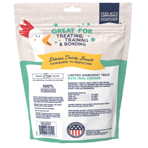 Natural Balance Rewards Crunchy Biscuits Dog Treats for Small Breeds with Real Chicken