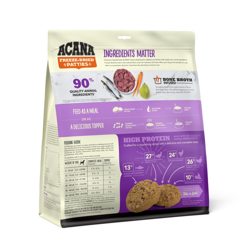 ACANA Freeze Dried Dog Food and Topper Grain Free High Protein Fresh and Raw Animal Ingredients Duck Recipe Patties