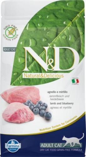 Farmina Prime N&D Natural & Delicious Grain Free Adult Lamb & Blueberry Dry Cat Food