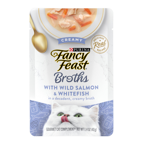 Purina Fancy Feast Creamy Broths Wild Salmon & Whitefish Wet Cat Food