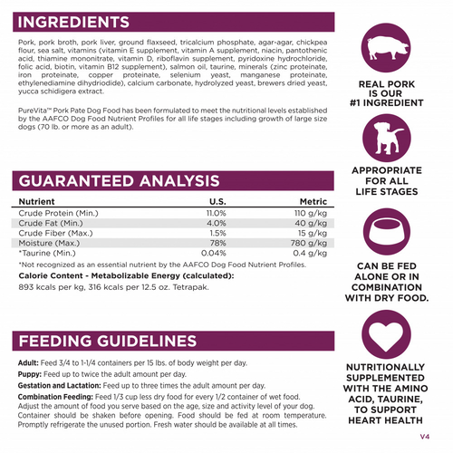 PureVita Pork Entree Dog Food