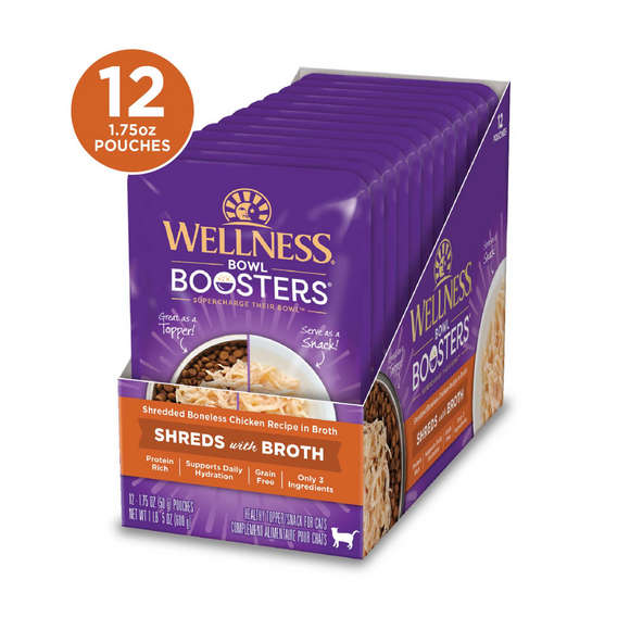 Wellness Bowl Boosters Shredded Chicken in Broth Wet Cat Topper