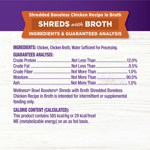 Wellness Bowl Boosters Shredded Chicken in Broth Wet Cat Topper