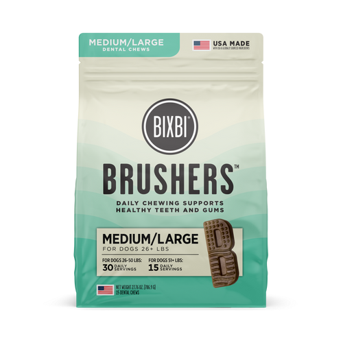 Bixbi Dog Brushers Dental Chew for Medium & Large Dogs