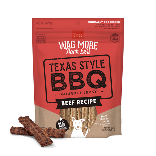 Cloud Star Wag More Bark Less Jerky Grain Free Texas BBQ Beef Dog Treats