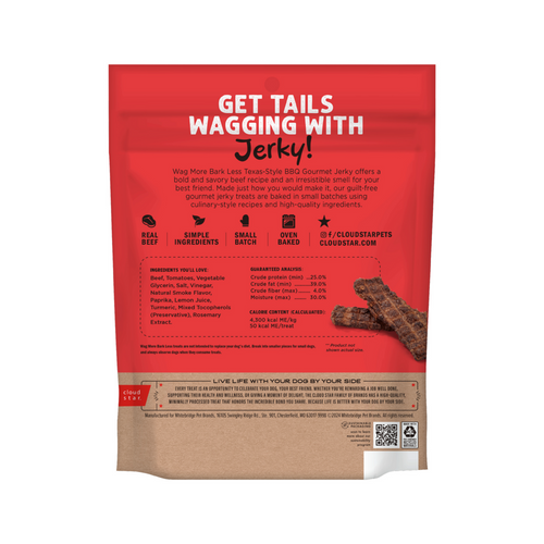Wag More Bark Less Jerky Grain Free Texas BBQ Beef Dog Treats