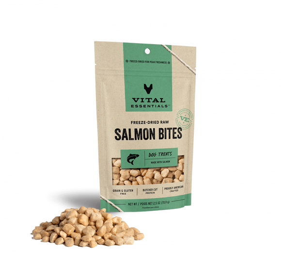 Vital Essentials Freeze Dried Raw Salmon Bites Dog Treats