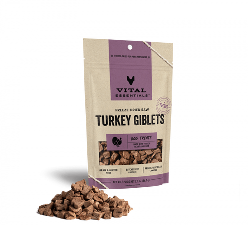 Vital Essentials Freeze Dried Raw Turkey Giblets Dog Treats,