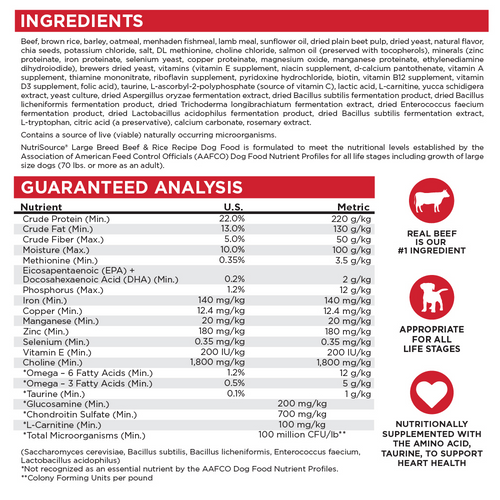 NutriSource Large Breed Beef & Rice Recipe Dry Dog Food