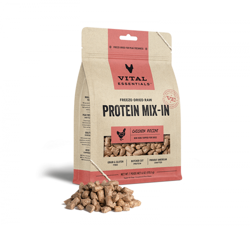 Vital Essentials Freeze Dried Raw Protein Mix In Chicken Recipe Mini Nibs Topper for Dogs